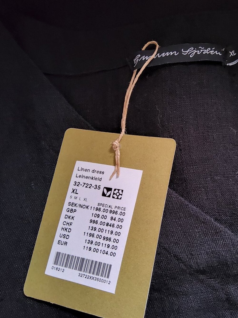 NWT Gudrun Sjoden Black Swedish Linen Button Front Midi Dress XL NEW - Picture 8 of 8